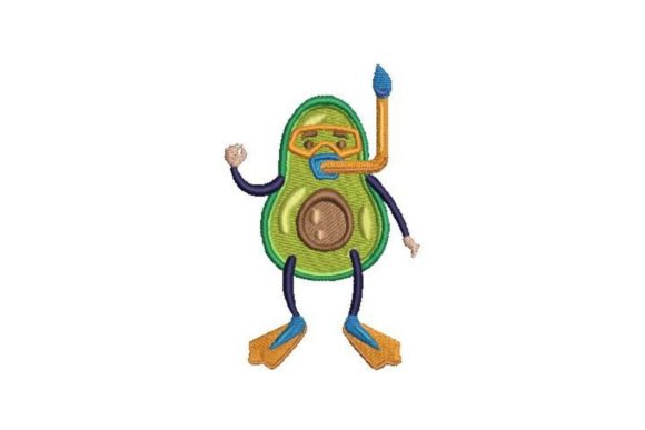 Avocado Scuba Diver Embroidery Design
