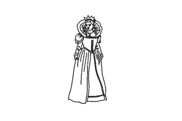 Handdrawn Queen Embroidery Design