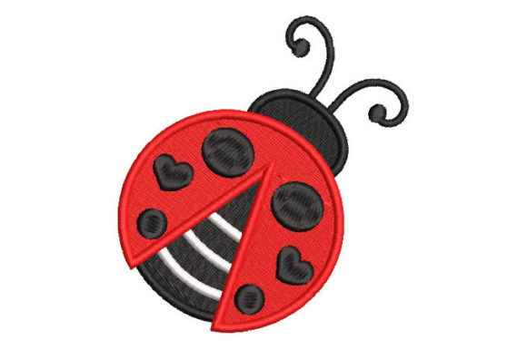 Ladybug with Hearts Embroidery